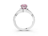 White gold Fancy Pink Radiant Cut Diamond  Halo Twist Band Solitaire Prong Setting Ring_28