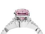 White gold Fancy Pink Radiant Cut Diamond  Halo Twist Band Solitaire Prong Setting Ring_29
