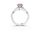 White gold Fancy Pink Radiant Cut Diamond  Halo Twist Band Solitaire Prong Setting Ring_70