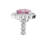 White gold Fancy Pink Radiant  Cut Diamond Milgrain Floral Halo Engagement Ring with Pavé Band_38