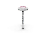 White gold Fancy Pink Radiant Cut Diamond Milgrain Halo Engagement Ring with Round Pavé Band and Prong Setting_20
