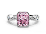 White gold Fancy Pink Radiant  Cut Diamond Milgrain Marquise Band with Prong Setting_3