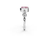 White gold Fancy Pink Radiant  Cut Diamond Milgrain Marquise Band with Prong Setting_5