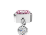 White gold Fancy Pink Radiant  Cut Diamond Milgrain Marquise Band with Prong Setting_8