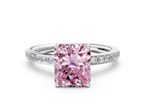White gold Fancy Pink Radiant  Cut Diamond Pavé Band Ring with Four-Prong Setting_24
