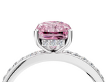 White gold Fancy Pink Radiant  Cut Diamond Pavé Band Ring with Four-Prong Setting_28