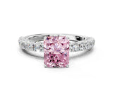 White gold Fancy Pink Radiant Cut Diamond Pavé Band Solitaire Ring with Prong Setting_44