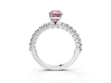 White gold Fancy Pink Radiant Cut Diamond Pavé Band Solitaire Ring with Prong Setting_47