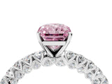 White gold Fancy Pink Radiant Cut Diamond Pavé Band Solitaire Ring with Prong Setting_49