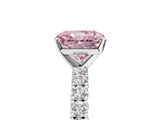 White gold Fancy Pink Radiant Cut Diamond Pavé Band Solitaire Ring with Prong Setting_49