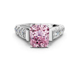 White gold Fancy Pink Radiant  Cut Diamond Pavé Band Solitaire with Four-Prong Setting_15