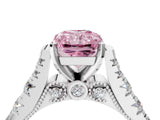 White gold Fancy Pink Radiant  Cut Diamond Pavé Band Solitaire with Four-Prong Setting_19