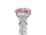 White gold Fancy Pink Radiant  Cut Diamond Pavé Band Solitaire with Four-Prong Setting_20