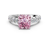 White gold Fancy Pink Radiant  Cut Diamond Pavé Band Solitaire with Four-Prong Setting_3