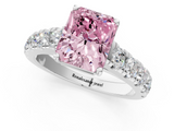 White gold Fancy Pink Radiant  Cut Diamond Pavé Band Solitaire with Four-Prong Setting_4