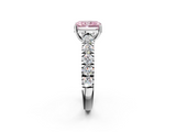 White gold Fancy Pink Radiant  Cut Diamond Pavé Band Solitaire with Four-Prong Setting_5