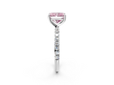 White gold Fancy Pink Radiant  Cut Diamond Pavé Band Solitaire with Four-Prong Setting_5