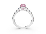 White gold Fancy Pink Radiant  Cut Diamond Pavé Band Solitaire with Four-Prong Setting_6