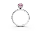 White gold Fancy Pink Radiant  Cut Diamond Pavé Band Solitaire with Four-Prong Setting_6