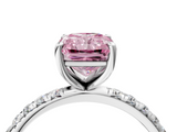 White gold Fancy Pink Radiant  Cut Diamond Pavé Band Solitaire with Four-Prong Setting_7