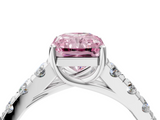 White gold Fancy Pink Radiant  Cut Diamond Pavé Band Solitaire with Four-Prong Setting_7