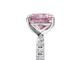 White gold Fancy Pink Radiant  Cut Diamond Pavé Band Solitaire with Four-Prong Setting_8