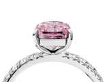White gold Fancy Pink Radiant  Cut Diamond Pavé Band with Four-Prong Setting_16
