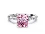 White gold Fancy Pink Radiant Cut Diamond Pavé Engagement Ring with Round  Accents and Prong Setting_70