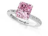 White gold Fancy Pink Radiant Cut Diamond Pavé Engagement Ring with Round  Accents and Prong Setting_73