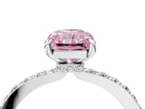 White gold Fancy Pink Radiant Cut Diamond Pavé Engagement Ring with Round  Accents and Prong Setting_74