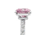 White gold Fancy Pink Radiant Cut Diamond Pavé Engagement Ring with Round  Accents and Prong Setting_75