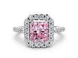 White gold Fancy Pink Radiant Cut Diamond Pavé Halo Ring with Four-Prong Setting_48