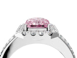 White gold Fancy Pink Radiant Cut Diamond Pavé Halo Ring with Four-Prong Setting_52