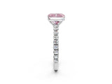 White gold Fancy Pink Radiant Cut Diamond Pavé Solitaire Engagement Ring with Four-Prong Setting_100