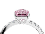 White gold Fancy Pink Radiant Cut Diamond Pavé Solitaire Engagement Ring with Four-Prong Setting_102