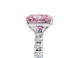 White gold Fancy Pink Radiant Cut Diamond Pavé Solitaire Engagement Ring with Four-Prong Setting_104