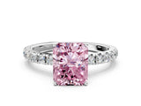 White gold Fancy Pink Radiant Cut Diamond Pavé Solitaire Engagement Ring with Four-Prong Setting_96