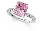 White gold Fancy Pink Radiant Cut Diamond Pavé Solitaire Ring with Round Band and Prong Setting_13