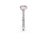 White gold Fancy Pink Radiant Cut Diamond Pavé Solitaire Ring with Round Band and Prong Setting_14