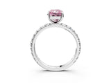 White gold Fancy Pink Radiant Cut Diamond Pavé Solitaire Ring with Round Band and Prong Setting_15
