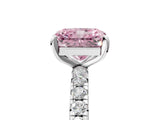 White gold Fancy Pink Radiant Cut Diamond Pavé Solitaire Ring with Round Band and Prong Setting_17