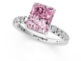 White gold Fancy Pink Radiant Cut Diamond Pavé Solitaire Ring with Round Band and Prong Setting_37