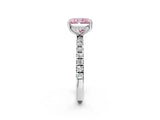 White gold Fancy Pink Radiant Cut Diamond Pave Band Solitaire Ring with Round  and Prong Setting_132
