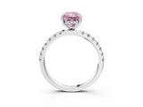 White gold Fancy Pink Radiant Cut Diamond Pave Band Solitaire Ring with Round  and Prong Setting_133
