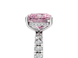 White gold Fancy Pink Radiant Cut Diamond Pave Band Solitaire Ring with Round  and Prong Setting_135