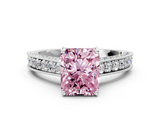 White gold Fancy Pink Radiant  Cut Diamond Pave Band with Four-Prong Setting_37