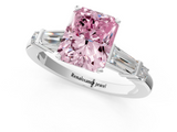 White gold Fancy Pink Radiant  Cut Diamond Ring with Baguette Side Stones, Channel Set Band, and Four-Prong Setting_4