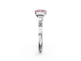 White gold Fancy Pink Radiant  Cut Diamond Ring with Baguette Side Stones, Channel Set Band, and Four-Prong Setting_5