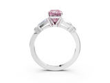 White gold Fancy Pink Radiant  Cut Diamond Ring with Baguette Side Stones, Channel Set Band, and Four-Prong Setting_6
