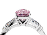 White gold Fancy Pink Radiant  Cut Diamond Ring with Baguette Side Stones, Channel Set Band, and Four-Prong Setting_7